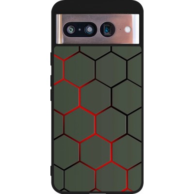 Coque Google Pixel 8 - Silicone rigide noir Geometric Line red