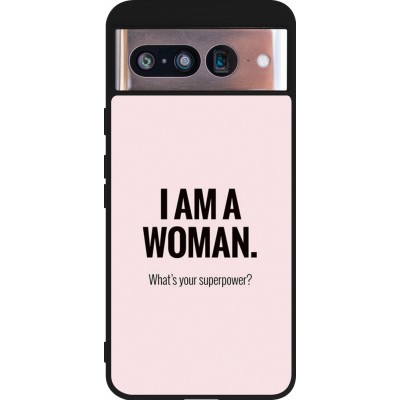 Coque Google Pixel 8 - Silicone rigide noir I am a woman