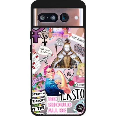 Coque Google Pixel 8 - Silicone rigide noir Girl Power Collage