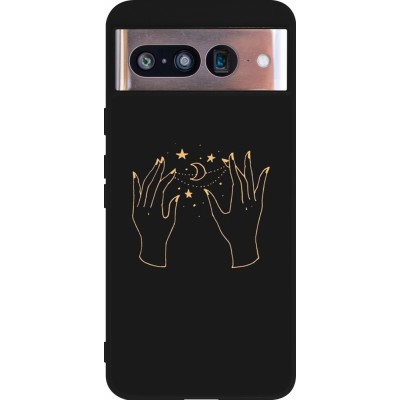 Coque Google Pixel 8 - Silicone rigide noir Grey magic hands