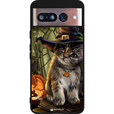 Coque Google Pixel 8 - Silicone rigide noir Halloween 21 Witch cat