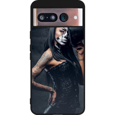 Coque Google Pixel 8 - Silicone rigide noir Halloween 22 Tattooed Girl