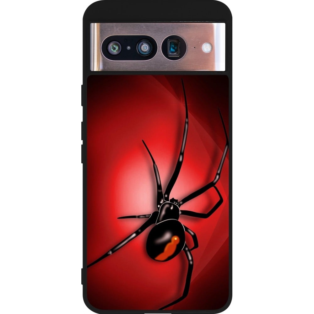 Coque Google Pixel 8 - Silicone rigide noir Halloween 2023 spider black widow