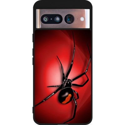 Coque Google Pixel 8 - Silicone rigide noir Halloween 2023 spider black widow