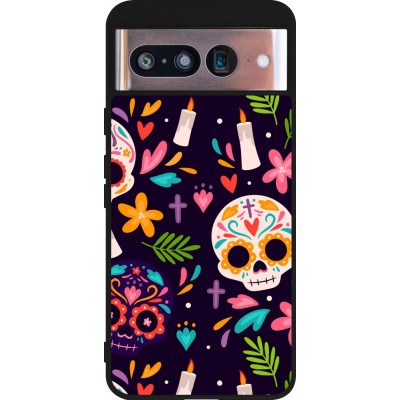 Coque Google Pixel 8 - Silicone rigide noir Halloween 2023 mexican style