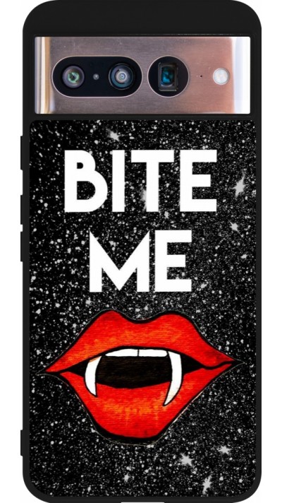 Coque Google Pixel 8 - Silicone rigide noir Halloween 2024 bite me