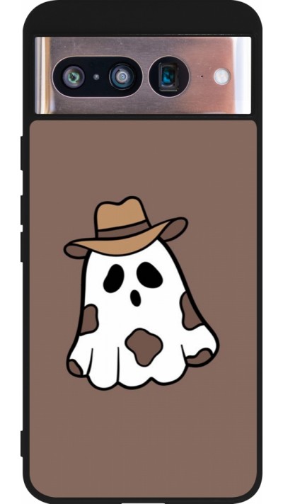 Coque Google Pixel 8 - Silicone rigide noir Halloween 2024 cowboy ghost