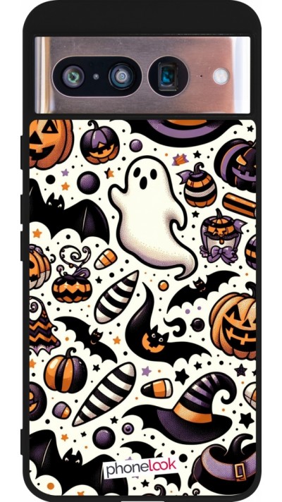 Coque Google Pixel 8 - Silicone rigide noir Halloween 2024 Cute Pattern