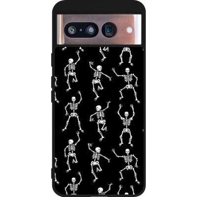 Coque Google Pixel 8 - Silicone rigide noir Halloween 2024 dancing skeleton