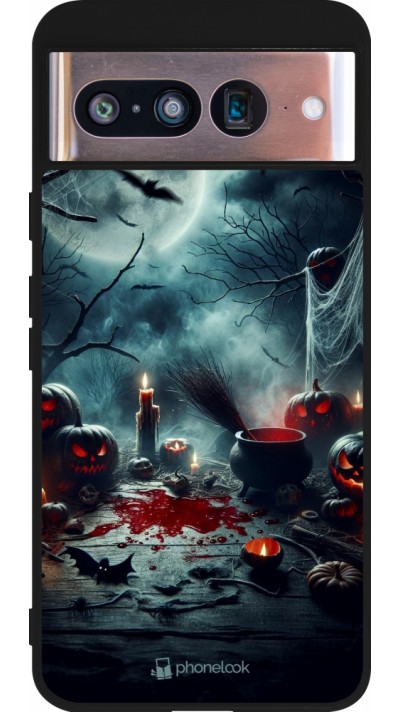 Coque Google Pixel 8 - Silicone rigide noir Halloween 2024 Dark Moon