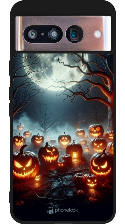 Coque Google Pixel 8 - Silicone rigide noir Halloween 2024 Many Pumpkins