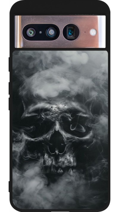 Coque Google Pixel 8 - Silicone rigide noir Halloween 2024 smoky skull