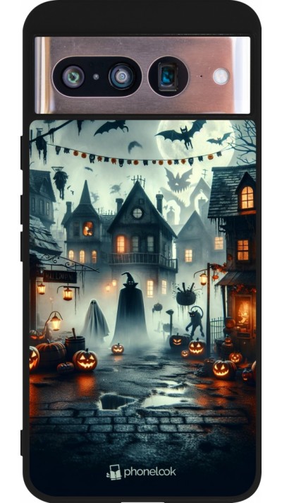 Coque Google Pixel 8 - Silicone rigide noir Halloween Spookville