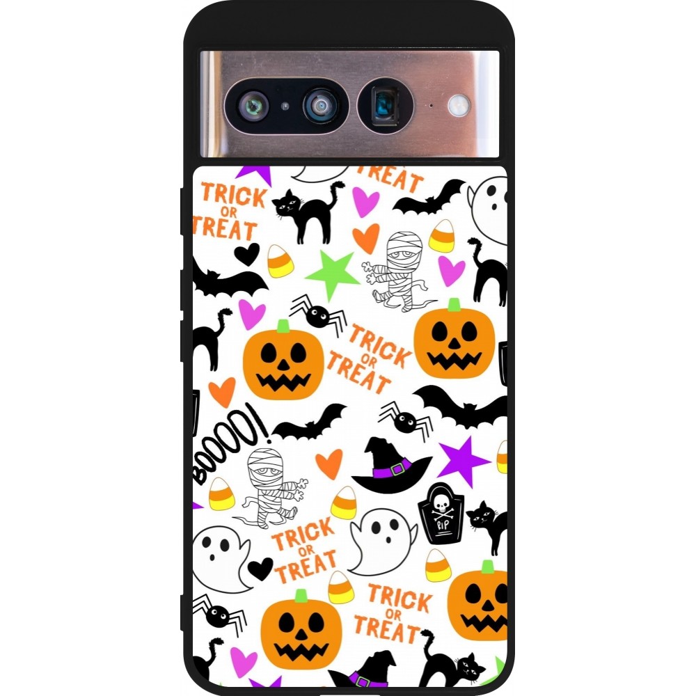 Coque Google Pixel 8 - Silicone rigide noir Halloween 2024 trick or treat