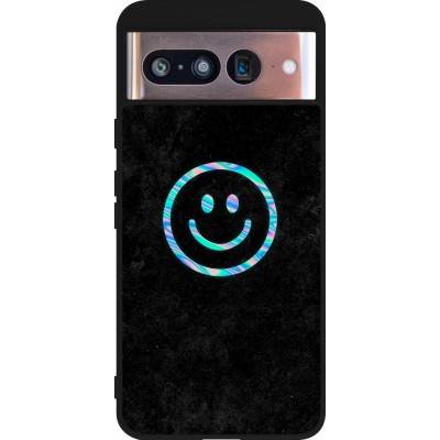 Coque Google Pixel 8 - Silicone rigide noir Happy smiely irisé