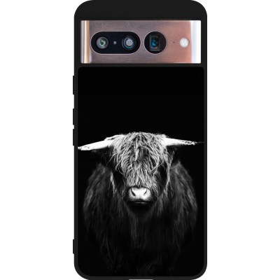 Coque Google Pixel 8 - Silicone rigide noir Highland calf black