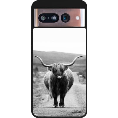 Coque Google Pixel 8 - Silicone rigide noir Highland cattle