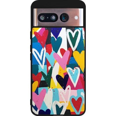 Coque Google Pixel 8 - Silicone rigide noir Joyful Hearts