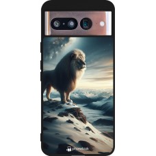 Coque Google Pixel 8 - Silicone rigide noir Le lion blanc