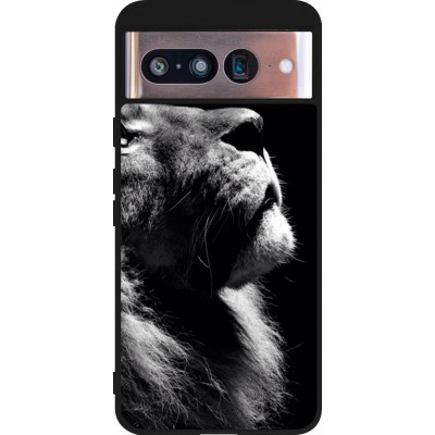 Coque Google Pixel 8 - Silicone rigide noir Lion looking up