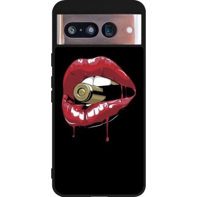 Coque Google Pixel 8 - Silicone rigide noir Lips bullet