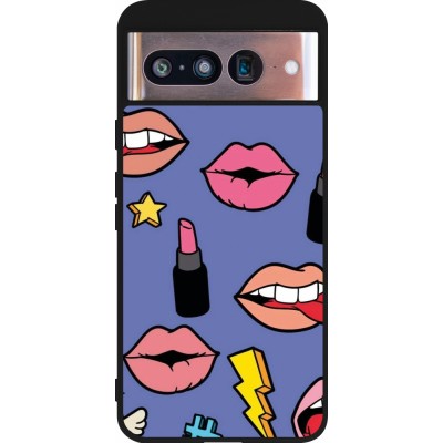 Coque Google Pixel 8 - Silicone rigide noir Lips and lipgloss