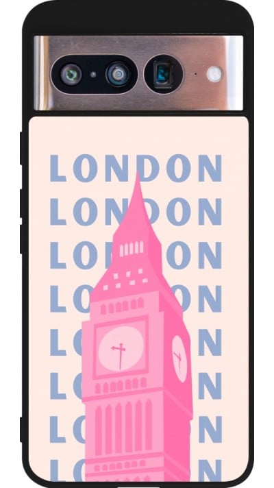 Coque Google Pixel 8 - Silicone rigide noir London Pink Print