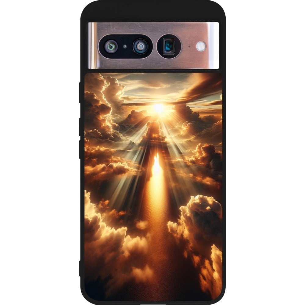 Coque Google Pixel 8 - Silicone rigide noir Lueur Céleste Zenith