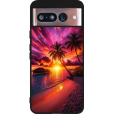 Coque Google Pixel 8 - Silicone rigide noir Maldives Dusk Bliss