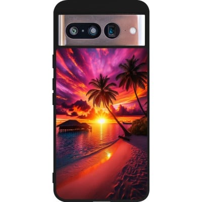 Coque Google Pixel 8 - Silicone rigide noir Maldives Dusk Bliss