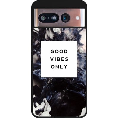 Coque Google Pixel 8 - Silicone rigide noir Marble Good Vibes Only