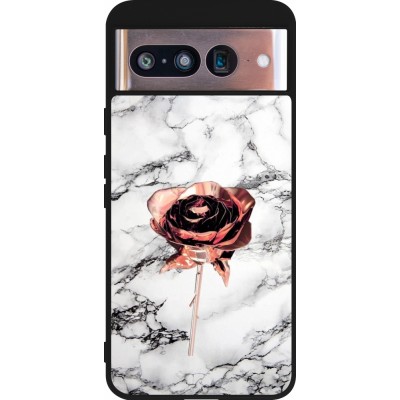 Coque Google Pixel 8 - Silicone rigide noir Marble Rose Gold