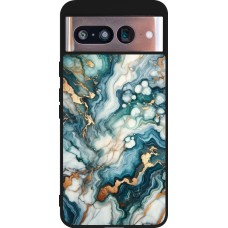 Coque Google Pixel 8 - Silicone rigide noir Marbre Vert Bleu Doré