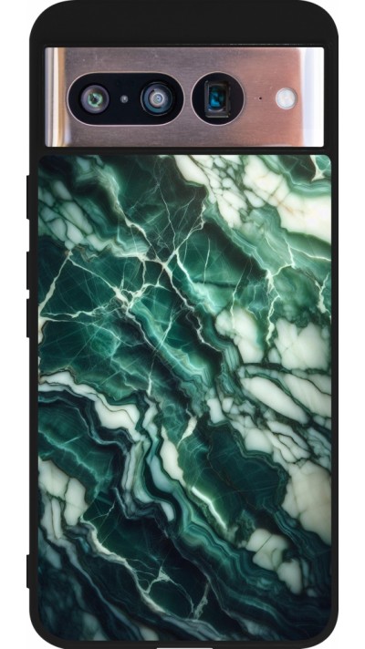 Coque Google Pixel 8 - Silicone rigide noir Marbre vert majestueux