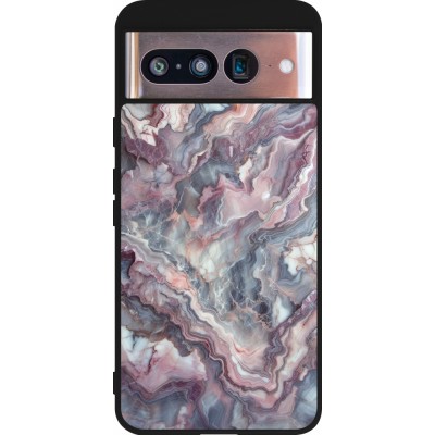 Coque Google Pixel 8 - Silicone rigide noir Marbre violette argentée