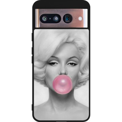 Coque Google Pixel 8 - Silicone rigide noir Marilyn Bubble