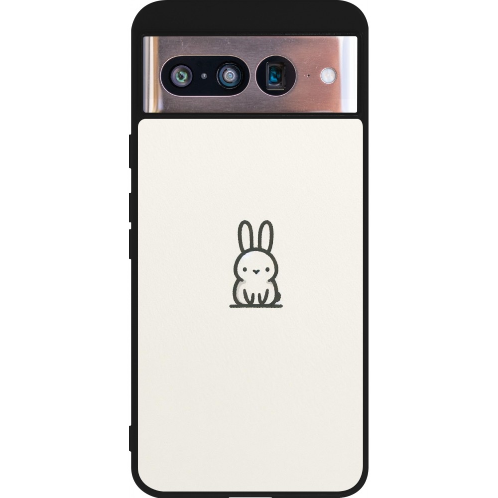 Coque Google Pixel 8 - Silicone rigide noir Minimal bunny cutie