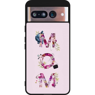 Coque Google Pixel 8 - Silicone rigide noir Mom 2024 girly mom