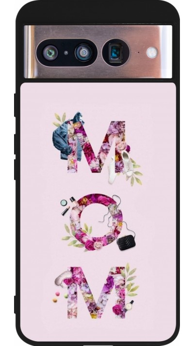 Coque Google Pixel 8 - Silicone rigide noir Mom 2024 girly mom