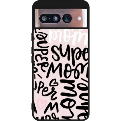 Coque Google Pixel 8 - Silicone rigide noir Mom 2024 Super mom