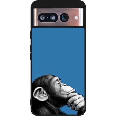 Coque Google Pixel 8 - Silicone rigide noir Monkey Pop Art