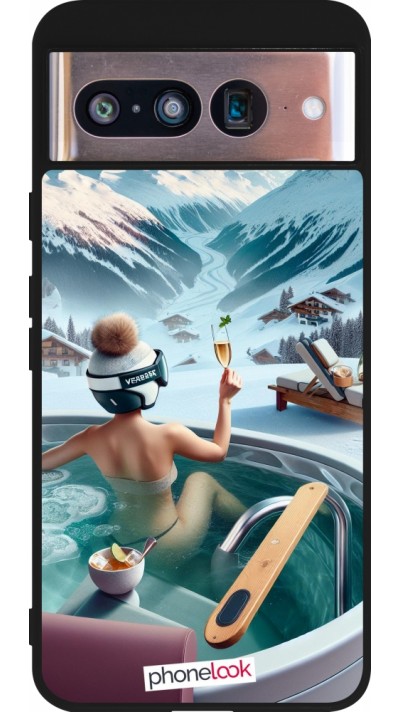 Coque Google Pixel 8 - Silicone rigide noir Montagne Glamour Jacuzzi