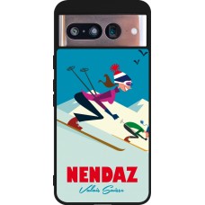 Coque Google Pixel 8 - Silicone rigide noir Nendaz Ski Downhill