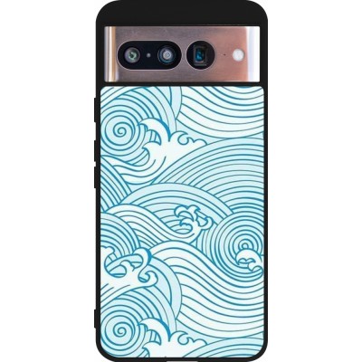 Coque Google Pixel 8 - Silicone rigide noir Ocean Waves