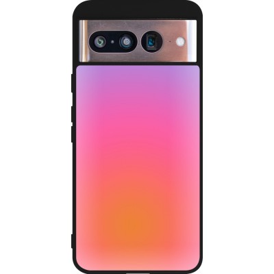 Coque Google Pixel 8 - Silicone rigide noir Orange Pink Blue Gradient