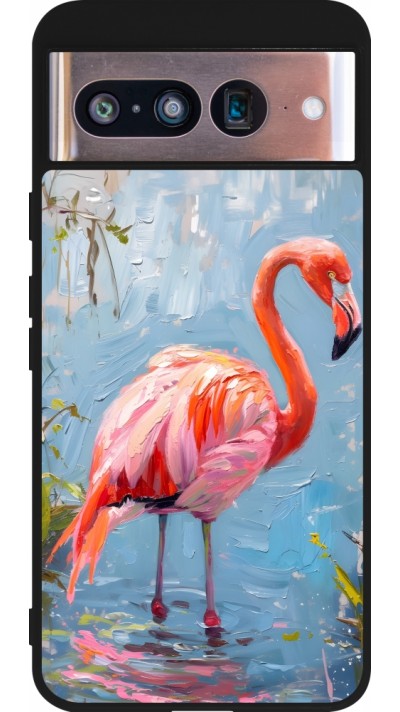 Coque Google Pixel 8 - Silicone rigide noir Paint Flamingo