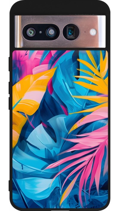 Coque Google Pixel 8 - Silicone rigide noir Palms Blue