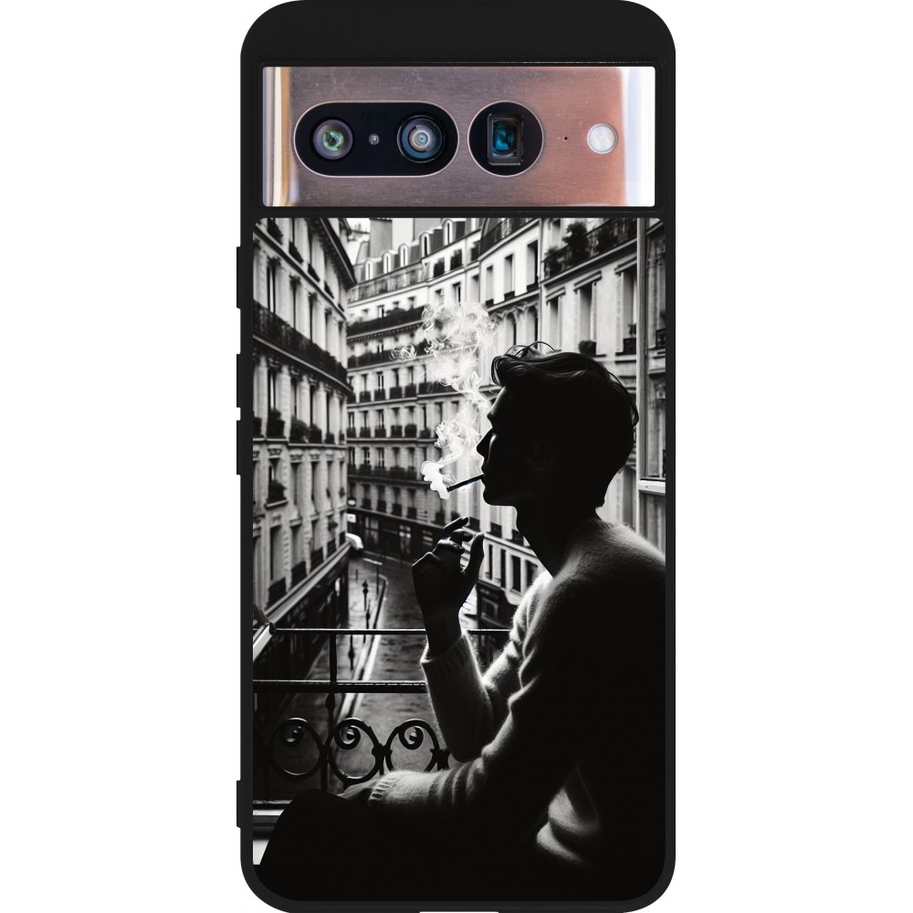 Coque Google Pixel 8 - Silicone rigide noir Parisian Smoker