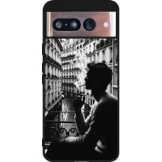 Coque Google Pixel 8 - Silicone rigide noir Parisian Smoker