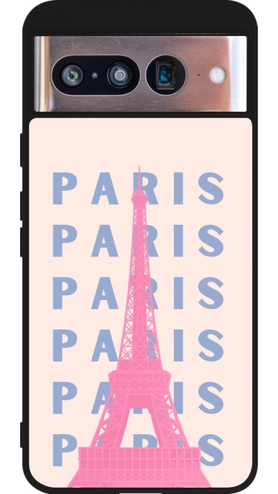 Coque Google Pixel 8 - Silicone rigide noir Paris Pink Print